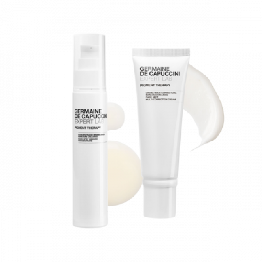 Sophiss,Sophiss Germaine de Capuccini - Expert Lab - Pigment Therapy - ləkəli dərilər üçün üz qulluğ baxım dəsti,Sophiss Ev şəraitində ləkəli dərilər üçün üz qulluğ baxım dəsti. Dəstə 2 məhsul : dəri tonunu bərabərləşdirən serum və piqment ləkələrini azaldan krem daxildir. Serum tətbiq edildikdən sonra krem tətbiq edilir. Gündəlik istifadəyə uyğundur..